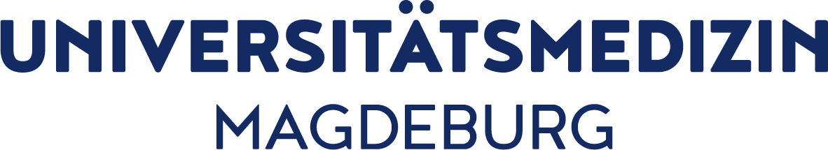 Logo der Universitätsmedizin Magdeburg in dunkelblauer Schrift.